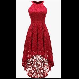 Red Lace Halter Top Dress